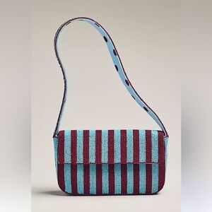 Anthropologie Maeve Fiona Striped Beaded Bag, NWT